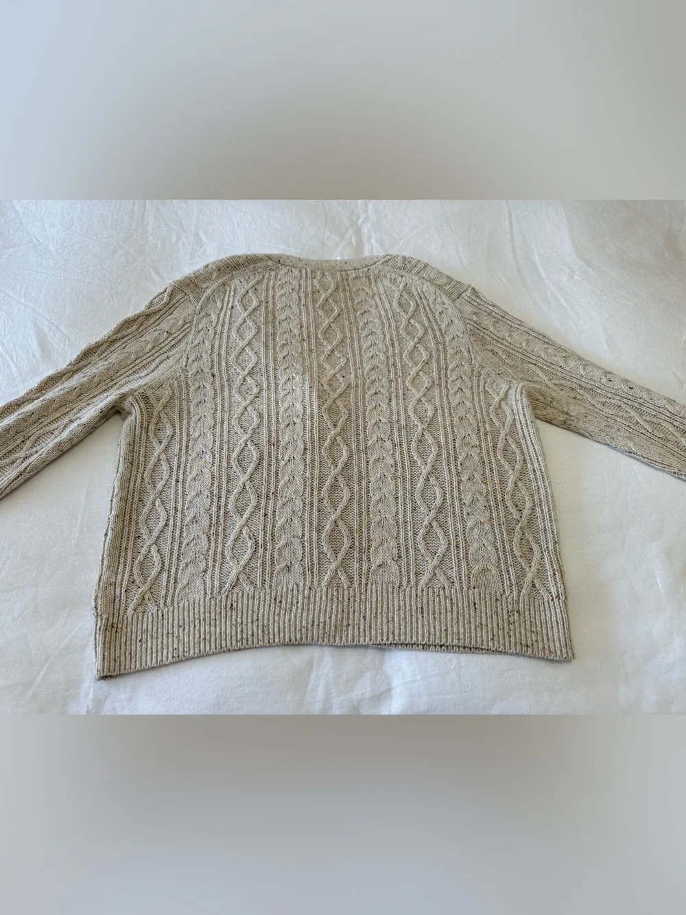 J. Crew | SZ XL | Beige Donegal Cable Knit Cardigan Sweater Speckled Chunky NWT